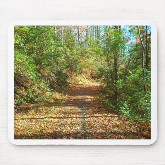 Tapis De Souris Sentier forestier d'automne éclairé (Devant)