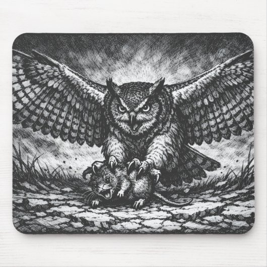 Tapis De Souris Sentinelle Hibou ailé par BurnsInHell (Devant)
