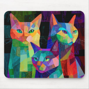 Tapis De Souris Sentinelles de chats cubistes