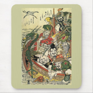 Tapis De Souris Sept dieux de bonne fortune Hokusai Fine Art