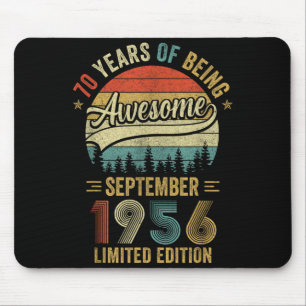 Tapis De Souris Septembre 1956 vintage 70 ans 70e anniversaire