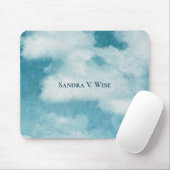 Tapis De Souris Serene Horizon Dreams Aquarelle Bleu et blanc (Avec souris)