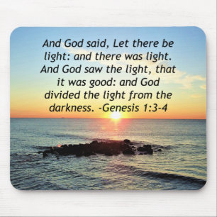 Tapis De Souris Serene Sunrise Genèse 1:3 Conception biblique