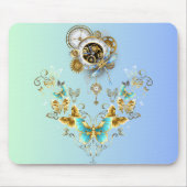 Tapis De Souris Sérénité mécanique - Art Steampunk Turquoise (Devant)