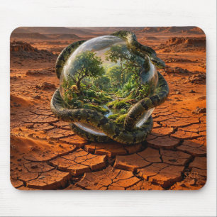 Tapis De Souris Serpent & l'Orbe d'Eden Paysage Surréaliste de Rêv
