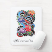 Tapis De Souris Serpent oriental frais avec le tatouage de fleur (Avec souris)