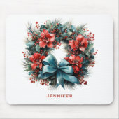 Tapis De Souris Serre de pin avec Noël Holly Festif (Devant)