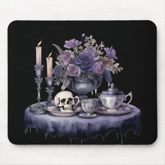 TAPIS DE SOURIS SERVICE DE THÉ GOTHIQUE AVEC VASE DE FLEURS (Devant)