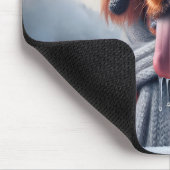 Tapis De Souris Setter irlandais avec Écharpe d'hiver et Casquette (Coin)