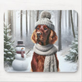 Tapis De Souris Setter Irlandais Avec Snowman (Devant)