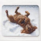 Tapis De Souris Setter Irlandais Faisant un Ange de Neige (Devant)