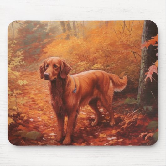 Tapis De Souris Setter rouge irlandais à l'automne Feuilles automn (Devant)