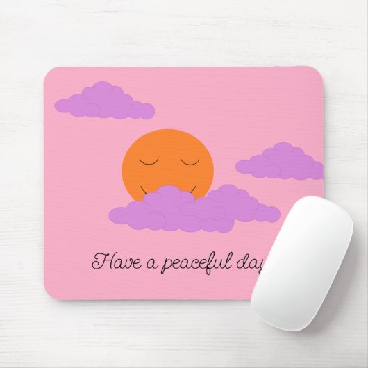 Tapis De Souris Setting Sun with Clouds: Carnation Pink (Avec souris)