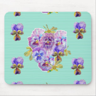 Tapis De Souris Shabby Art Turquoise floral Ordinateur Souris Mat