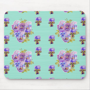 Tapis De Souris Shabby Art Turquoise floral Ordinateur Souris Mat