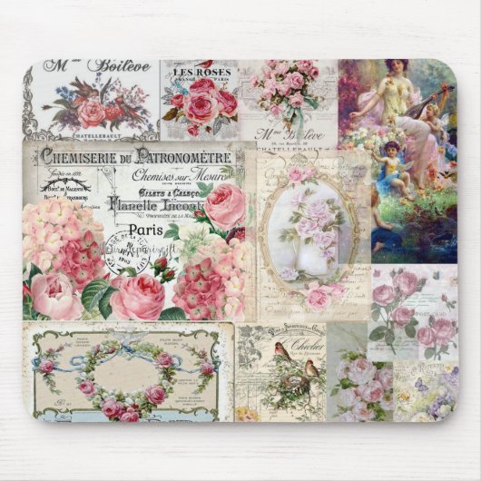 Tapis De Souris Shabby chic collage, country victorian, decoupage (Devant)