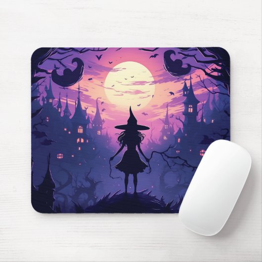 Tapis De Souris Shadow Witch Halloween Castle Citrouilles (Avec souris)
