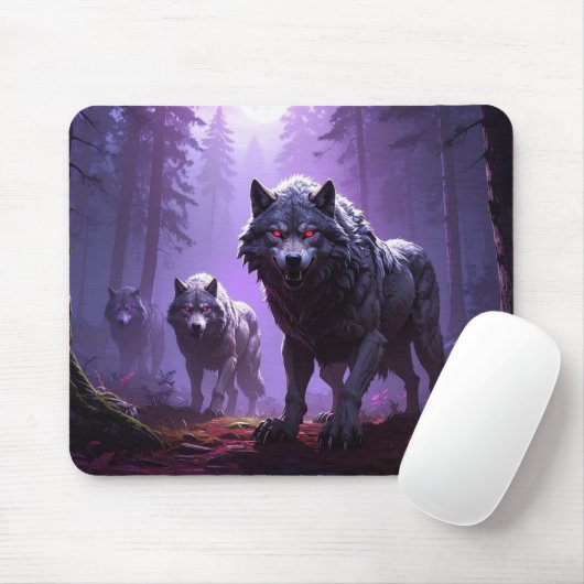 Tapis De Souris Shadowfang Pack – Midnight Wolves Fantasy Mousepad (Avec souris)