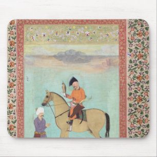 Tapis De Souris Shah Abbas sur un cheval tenant un faucon