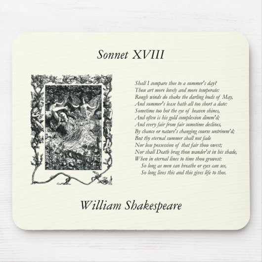 Tapis De Souris Shakespeare Sonnet # 18 (Devant)