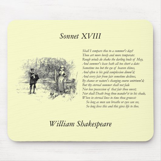 Tapis De Souris Shakespeare Sonnet # 18 (Devant)