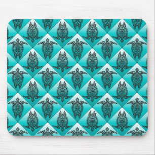 Tapis De Souris Shamanic Tortues de mer Motif - cyan