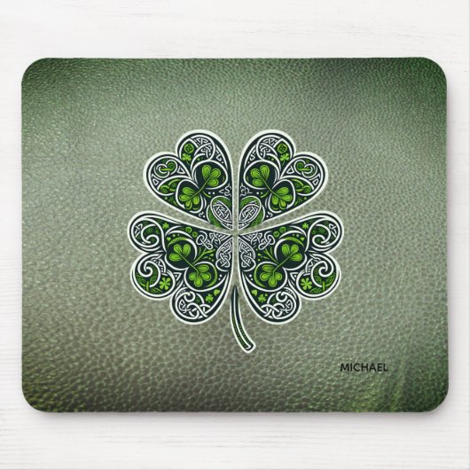 Tapis De Souris Shamrock Colover St.Patrick`s Day Green Leather (Devant)