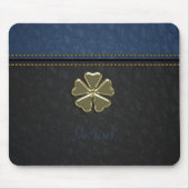 Tapis De Souris Shamrock Saint Patrick`s Day, Cuir bleu (Devant)