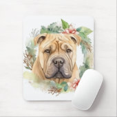 Tapis De Souris Shar Pei Christmas Wreath Festive Pup (Avec souris)