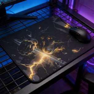 Tapis De Souris Shattered Lightning Wolf Mystical Dark Fantasy