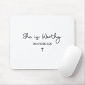 Tapis De Souris She Is Worthy Proverbs 31_25 Christian Boho Bible (Avec souris)