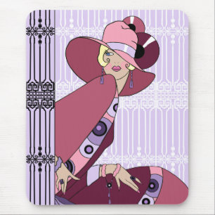 Tapis De Souris Shelby, Madame des années 1920 en lavande et vin