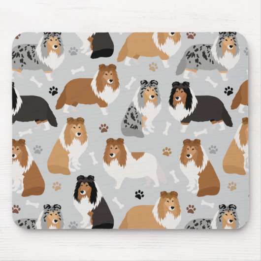 Tapis De Souris Sheltie Dog Bones and Paws Mouse Pad (Devant)