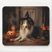 Tapis De Souris Shetland Sheepdog Citrouille Halloween effrayant (Devant)