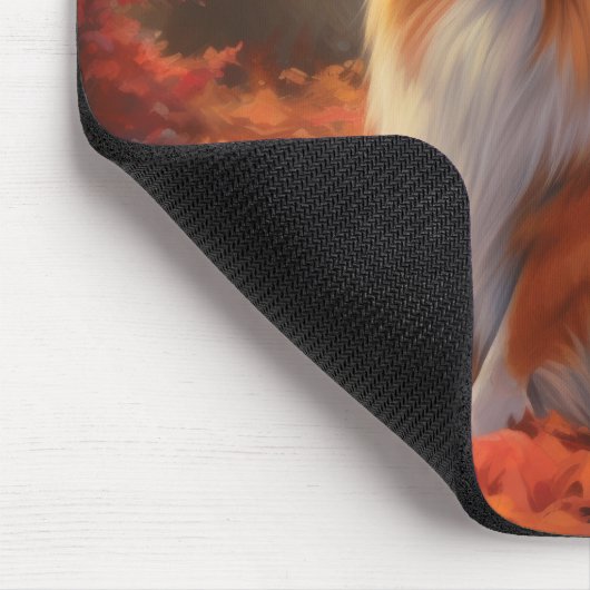Tapis De Souris Shetland Sheepdog en automne Feuilles automne Insp (Coin)