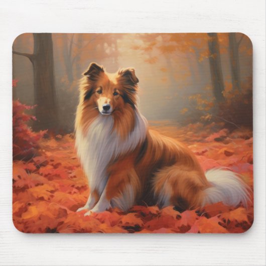 Tapis De Souris Shetland Sheepdog en automne Feuilles automne Insp (Devant)