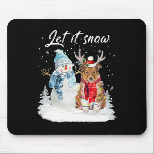 Tapis De Souris Shetland Sheepdog Père Noël Chien Noël Snowman Noë