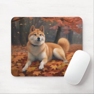 Tapis De Souris Shib Inu en automne Leaves automne Inspire
