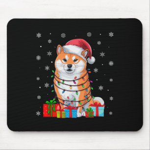 Tapis De Souris Shiba Inu Chien lâche les lumières de Noël Père No