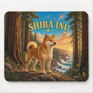 Tapis De Souris Shiba Inu, Redwood Coast Aquarelle Vintage