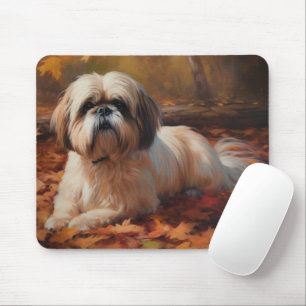 Tapis De Souris Shih Tzu à l'automne Feuilles automne Inspire
