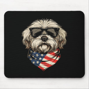 Tapis De Souris Shih Tzu Américain Patriotique Drapeau Usa Chien 4