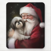 Tapis De Souris Shih Tzu Avec Noël Festif Du Père Noël (Devant)