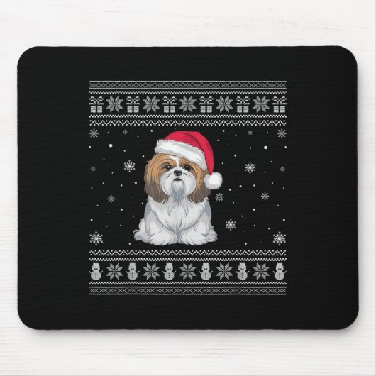 Tapis De Souris Shih Tzu Dog Lovers Men Women Santa Ugly Xmas Swea (Devant)