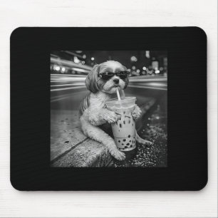 Tapis De Souris Shih Tzu drôle buvant un café glacé Amoureux des c