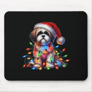 Tapis De Souris Shih Tzu illuminations de Noël Amoureux des chiens