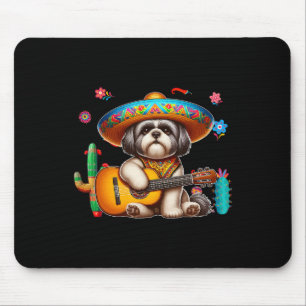 Tapis De Souris Shih Tzu Sombrero Guitare Mexicaine Cinco De Mayo