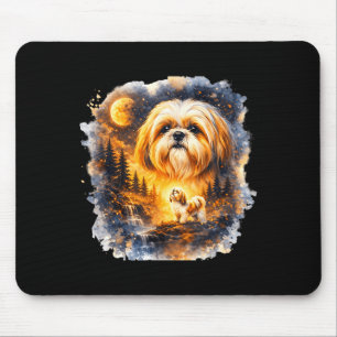 Tapis De Souris Shih Tzu Vintage Hurle à la Lune Art Style 90s