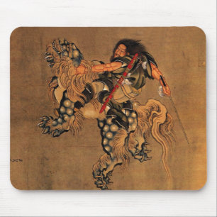 Tapis De Souris Shoki montant un lion de Shishi