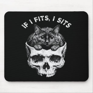 Tapis De Souris Si ça rentre chat noir crâne humour de mème minima